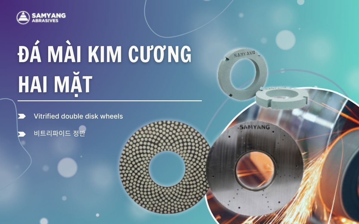 Đá mài kim cương hai mặt mài đồng thời, chính xác cao trong gia công công nghiệp.